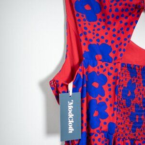 ModCloth Timeless Magnetism A-Line Dress | Red Blue Floral | Bow Back